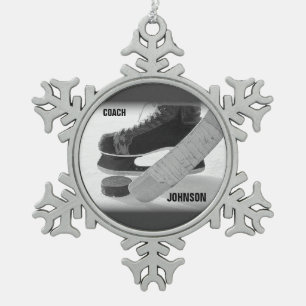 Ice Hockey Coach Bedankt Tin Sneeuwvlok Ornament
