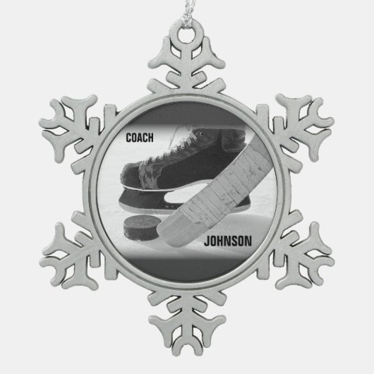 Ice Hockey Coach Bedankt Tin Sneeuwvlok Ornament (Voorkant)