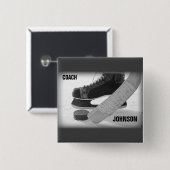 Ice Hockey Coach Bedankt Vierkante Button 5,1 Cm (Voorkant /achterkant)