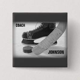 Ice Hockey Coach Bedankt Vierkante Button 5,1 Cm
