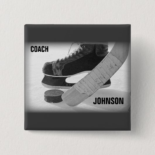 Ice Hockey Coach Bedankt Vierkante Button 5,1 Cm (Voorkant)