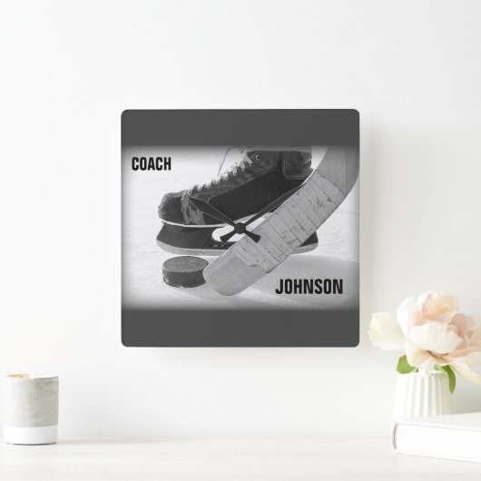 Ice Hockey Coach Bedankt Vierkante Klok (Huis)