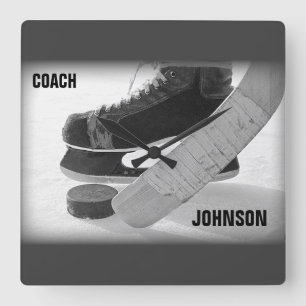 Ice Hockey Coach Bedankt Vierkante Klok