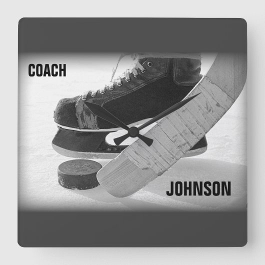 Ice Hockey Coach Bedankt Vierkante Klok (Voorkant)