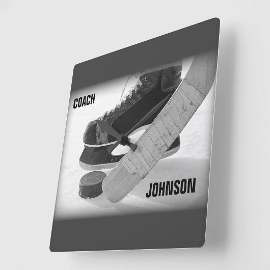 Ice Hockey Coach Bedankt Vierkante Klok (Hoek)