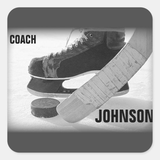 Ice Hockey Coach Bedankt Vierkante Sticker (Voorkant)