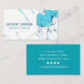 Ice Hockey Coach Instructor Blue Social Media Cool Visitekaartje (Voorkant / Achterkant)