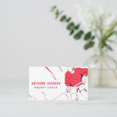 Ice Hockey Coach Instructor Red Social Media Cool Visitekaartje (Staand voorkant)