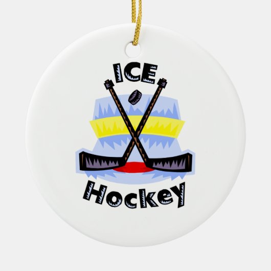 Ice Hockey Crossed Sticks Keramisch Ornament (Voorkant)
