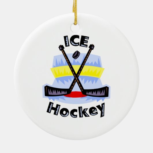 Ice Hockey Crossed Sticks Keramisch Ornament (Achterkant)