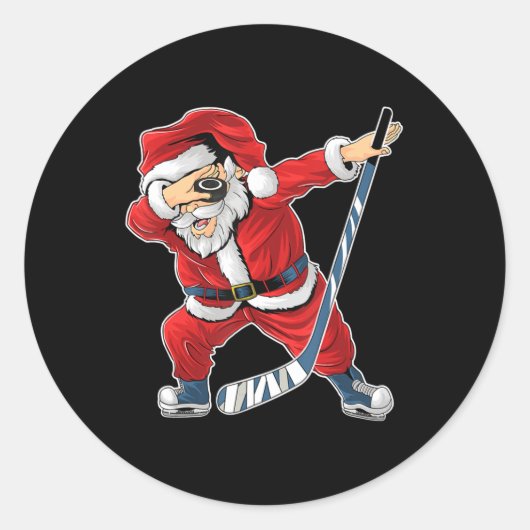 Ice Hockey Dabbing Santa Claus Hockey Player Chris Ronde Sticker (Voorkant)