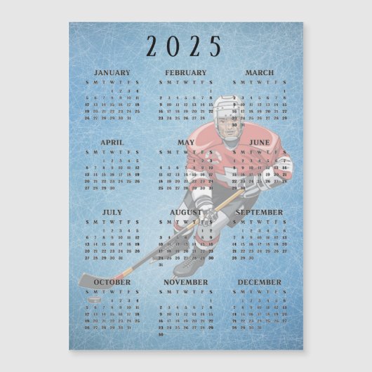 Ice Hockey Design 2025 Kalender Magnetische Kaart (Voorkant)