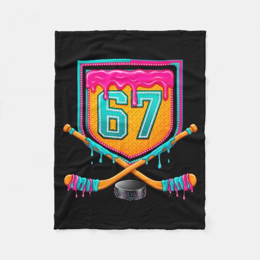 Ice Hockey Drip Number 67 Ice Hockey Player  Fleece Deken (Voorkant)