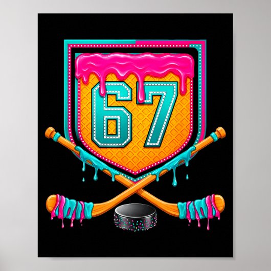 Ice Hockey Drip Number 67 Ice Hockey Player Poster (Voorkant)