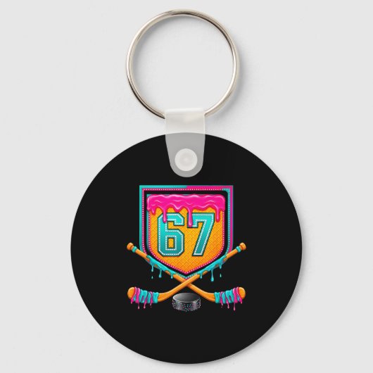 Ice Hockey Drip Number 67 Ice Hockey Player Sleutelhanger (Voorkant)