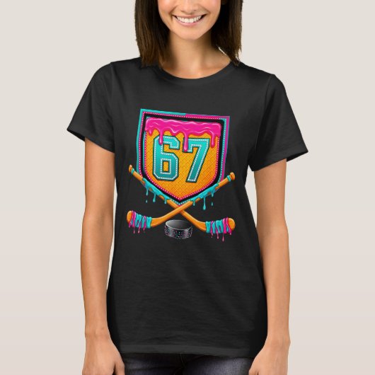 Ice Hockey Drip Number 67 Ice Hockey Player  T-shirt (Voorkant)