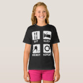 Ice Hockey Eat SleepHockeyRepeeten Player Team T-shirt (Voorkant volledig)