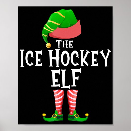 Ice Hockey Elf Matching Family Group - Kerstmis Poster (Voorkant)