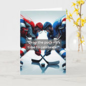 Ice Hockey Faceoff voor Fun Team Kaart (Gele Bloem)