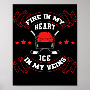 Ice Hockey Fire in Mijn team van Heart Player Poster