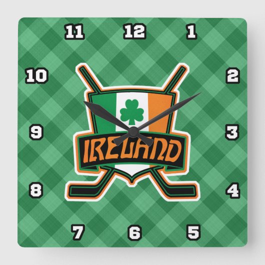 Ice Hockey Flag Logo Wall klok (Voorkant)