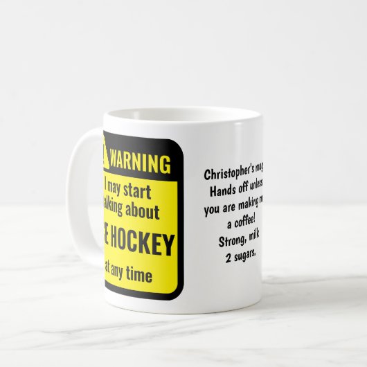 Ice Hockey Funny Personalized Koffiemok (Voorkant links)