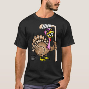 Ice Hockey Funny Thanksgiving Turkse herfst T-shirt