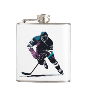 Ice Hockey Game Sport Challenge Silhouette Stijl Heupfles
