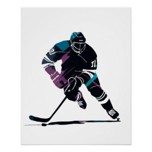 Ice Hockey Game Sport Challenge Silhouette Stijl Perfect Poster