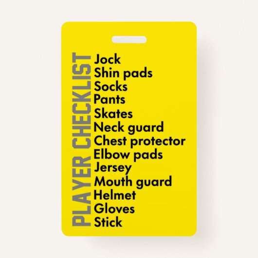 Ice Hockey Gear Checklist Badge (Achterkant)
