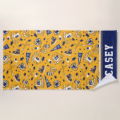 Ice Hockey Gear Yellow Navy White Outline Print Strandlaken (Voorkant)
