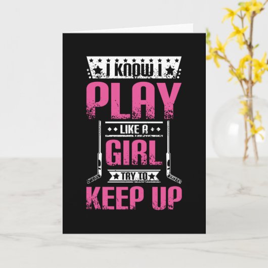 Ice Hockey Girl Kaart (Gele Bloem)