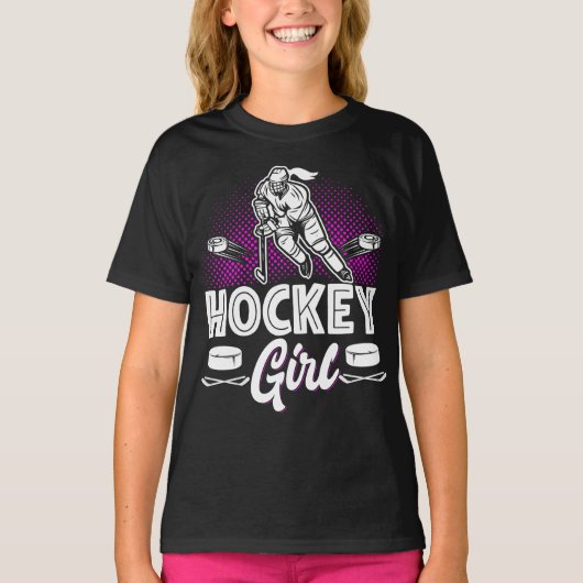 Ice Hockey Girl Player Team T-shirt (Voorkant)