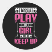 Ice Hockey Girl Ronde Sticker (Voorkant)