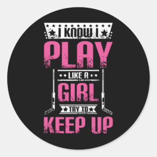 Ice Hockey Girl Ronde Sticker