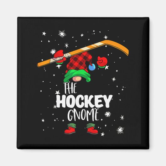 Ice Hockey Gnome Red Buffalo Plaid Matching Family Magneet (Voorkant)