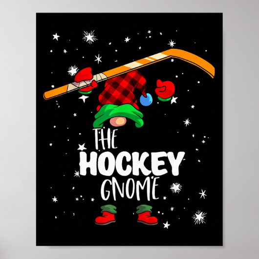 Ice Hockey Gnome Red Buffalo Plaid Matching Family Poster (Voorkant)