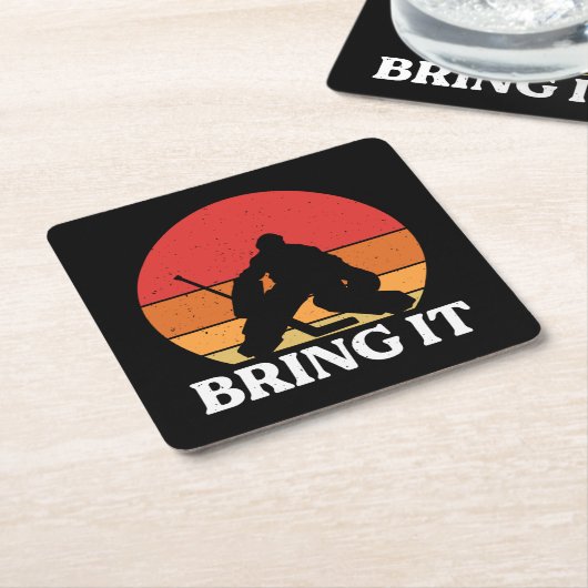 Ice Hockey Goalie brengt hem mee Kartonnen Onderzetters (Schuin)