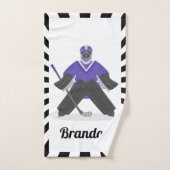 Ice Hockey Goalie Goalkeeper Player Paarse Kindere Handdoek (Handdoek)