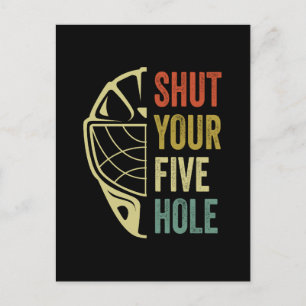 Ice Hockey Goalie Grappig Sluit Je Vijf Hole Retro Briefkaart