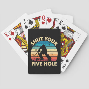 Ice Hockey Goalie Grappig Sluit Je Vijf Hole Retro Pokerkaarten