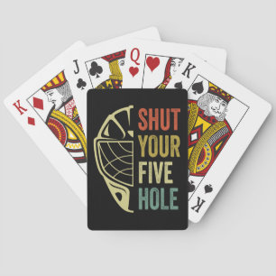 Ice Hockey Goalie Grappig Sluit Je Vijf Hole Retro Pokerkaarten