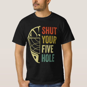 Ice Hockey Goalie Grappig Sluit Je Vijf Hole Retro T-shirt