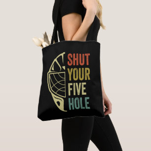 Ice Hockey Goalie Grappig Sluit Je Vijf Hole Retro Tote Bag