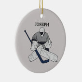 Ice Hockey Goalie Illustrated Ceramic Ornament (Rechts)