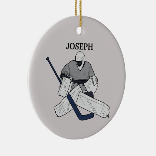 Ice Hockey Goalie Illustrated Ceramic Ornament (Rechts)