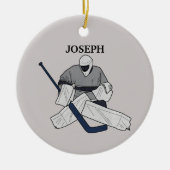 Ice Hockey Goalie Illustrated Ceramic Ornament (Voorkant)