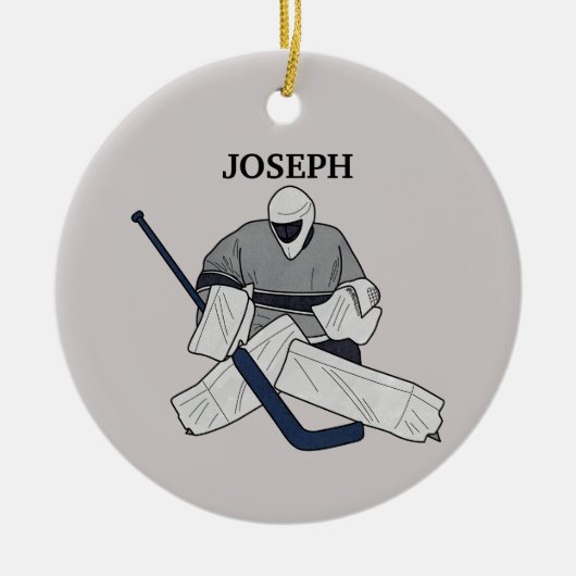 Ice Hockey Goalie Illustrated Ceramic Ornament (Voorkant)