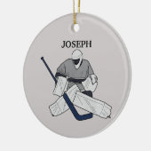 Ice Hockey Goalie Illustrated Ceramic Ornament (Links)