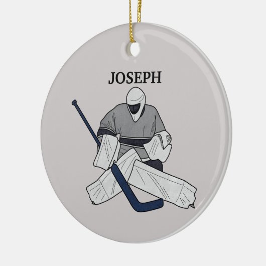 Ice Hockey Goalie Illustrated Ceramic Ornament (Links)